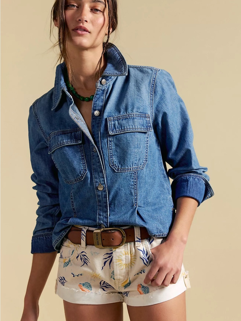 Free People We The Free Cali Cuffed Shortie in Havana Combo